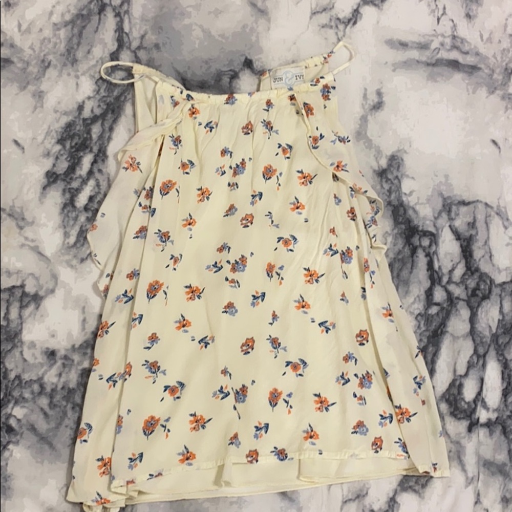 Cream floral blouse